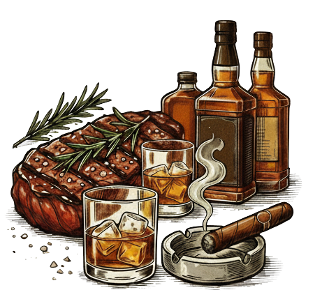 Steak and Bourbon and Cigar